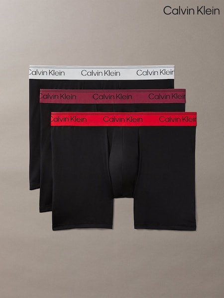 Black Chrome - Regular Calvin Klein Boxer Briefs 3 Pack Microfibre Stretch