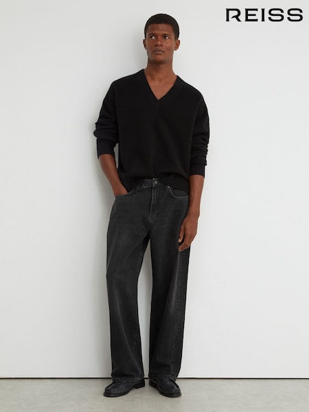 Black - Regular Reiss Bowie Baggy-fit Jeans
