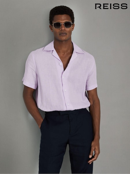Reiss Orchid Beldi Relaxed 100% Linen Cuban Collar Shirt (182463) | AED634