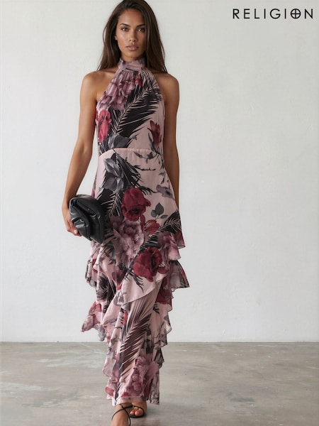Pink - Religion Taylor Maxi Dress With Full Ruffle Skirt