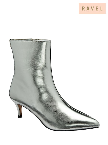 Ravel Silver Stiletto Heel Zip Up Ankle Boots (182871) | R$ 790