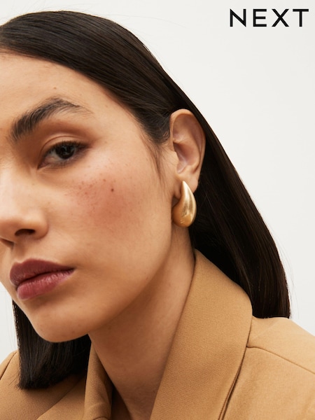 Brushed Gold Tone Teardrop Statement Stud Earrings (182986) | €13