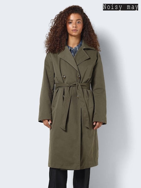 NOISY MAY Green Belted Trench Coat (182988) | $95