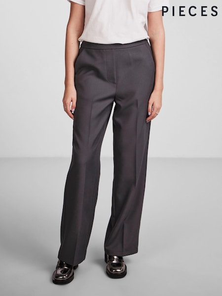 PIECES Grey High Waisted Wide Leg Trousers (183018) | €24