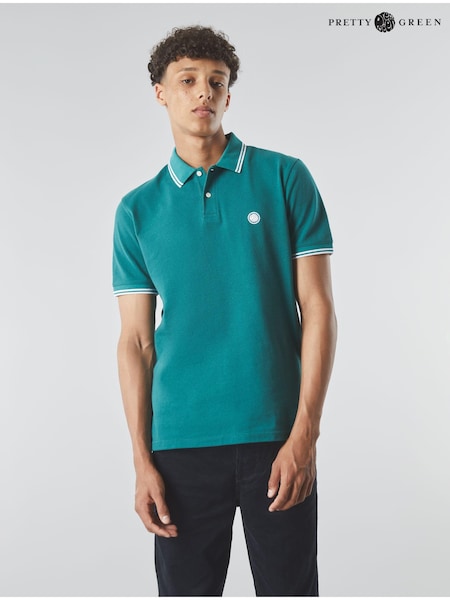 أزرق على أخضر أزرق - Pretty Green Barton Tip Polo Shirt (183224) | ‏189 د.إ.‏