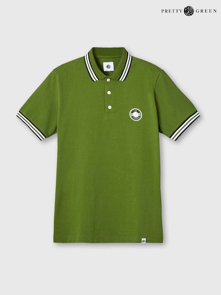 أخضر - Pretty Green Tipped Polo Shirt (183336) | ‏174 د.إ.‏