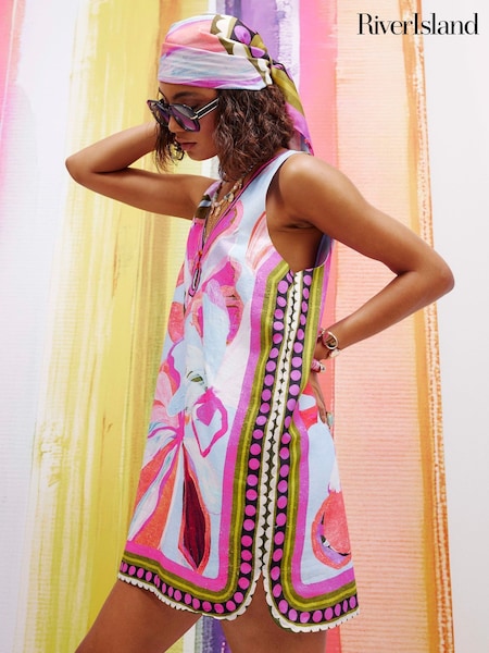 Blue - River Island Morgan Jameson Printed Shift Dress