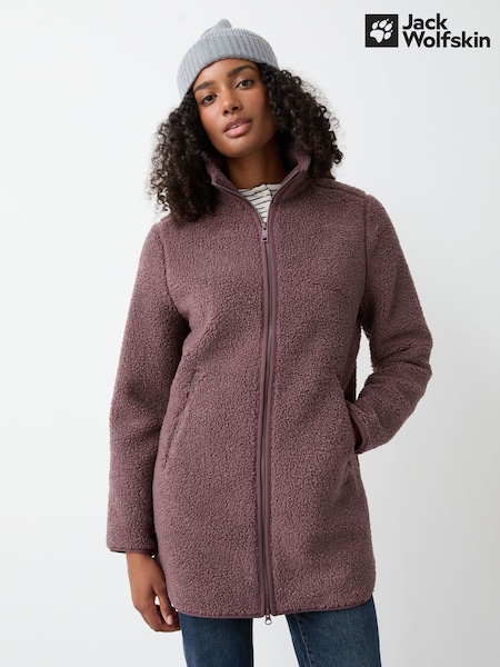 Purple - Jack Wolfskin High Curl Longline Fleece Jacket