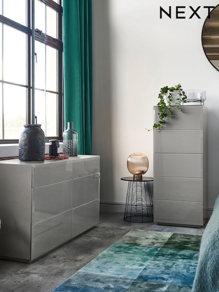 Grey Sloane Glass 6 Drawer Collection Luxe Chest of Drawers (183396) | €975
