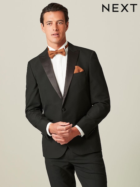 Black Tailored Fit Tuxedo Suit Jacket (183688) | AED280