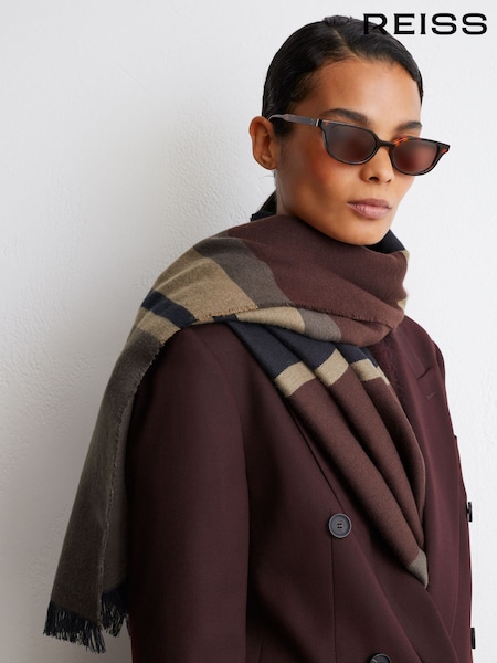 Siva/nevtralna - Reiss Cynthia Block-stripe Scarf