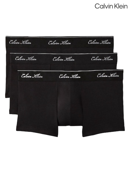 Black - Regular Calvin Klein Low Rise Icon Cotton Stretch Trunks 3 Pack