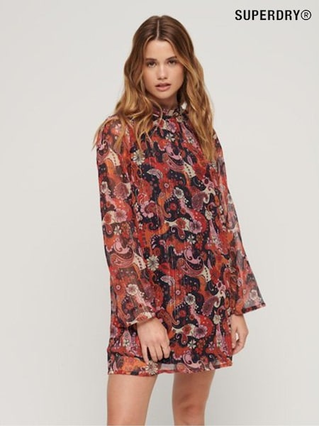 Superdry Pink Print Flare Sleeve Mini Dress (184205) | €32
