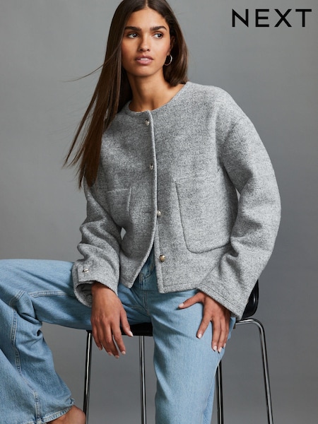 Grey Textured Boucle Jacket With Wool (184252) | €36