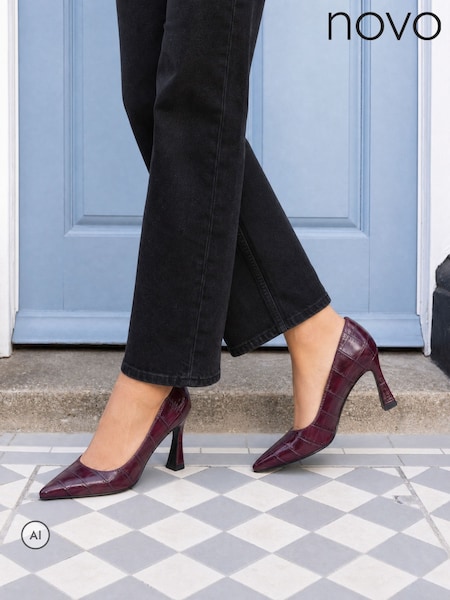 Red - Novo Iona Mid Height Point Toe Court Shoes