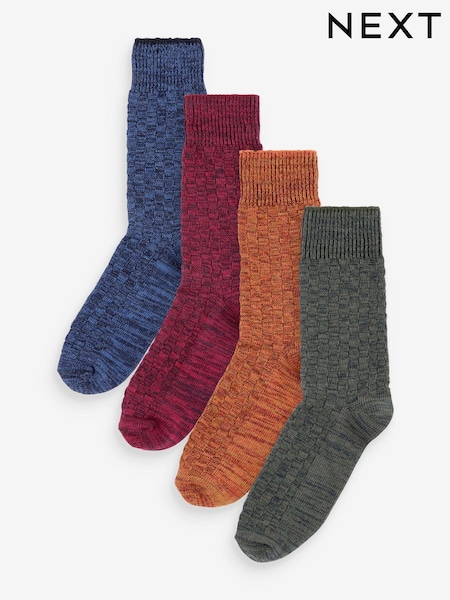 Blue/Green 4 Pack Textured Heavyweight Socks (184388) | AED41