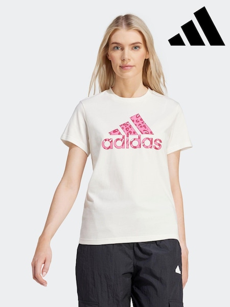 Alb Lumină - adidas 100% Bumbac Îmbrăcăminte sport Floral Graphic Big Logo Tricou (184560) | 95 LEI