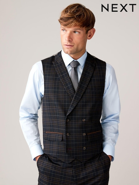 Navy Trimmed Check Suit Waistcoat (184674) | €23.50