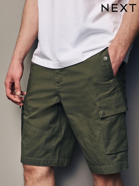 Khaki Green Lightweight Stretch Utility Cargo Shorts (184760) | €6