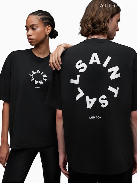 שחור - Allsaints Tierra Short Sleeve Crew T-shirt (184936) | ‏297‏₪
