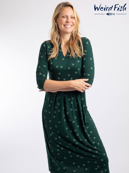 Green - Weird Fish Isolde Printed Jersey Midi Dress