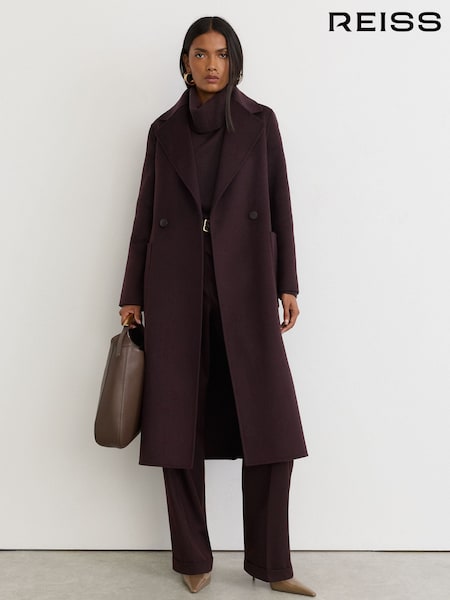 Üzüm - Reiss Lucia Wool-blend Double-breasted Blindseam Coat