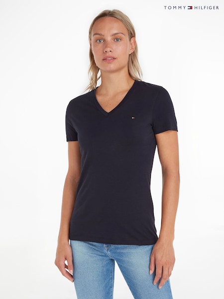 Albastru - Tricou TOmmy Hilfiger Heritage cu decolteu în V (185208) | 146 LEI