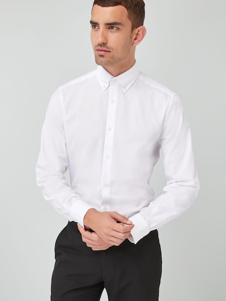 White Regular Fit Easy Care Single Cuff Oxford Shirt (185240) | 27 zł - 66 zł