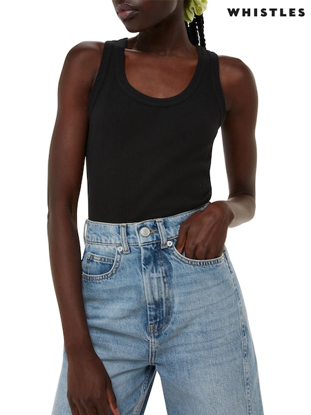 Whistles Black Ultimate Ribbed Scoop Vest (185322) | €45