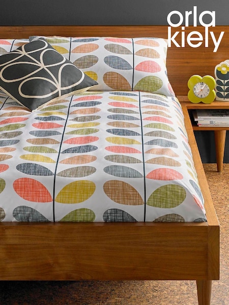 Orla Kiely Set of 2 Orange Scribble Stem Floral 100% Cotton Pillowcases (185628) | €29