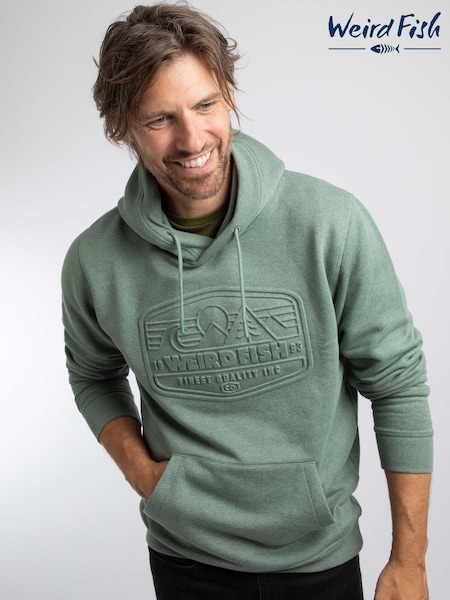 Green - Regular Weird Fish Perranporth Embossed Grindle Hoodie