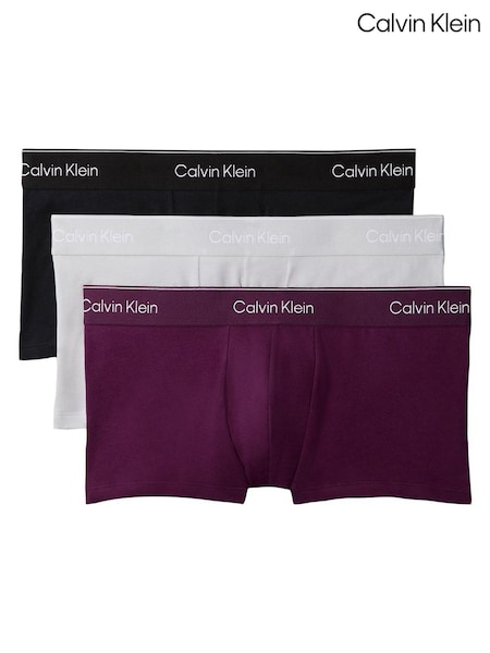 Ljubičasto - Regular Calvin Klein Icon Cotton Stretch Low Rise Boxer Trunks 3 Pack