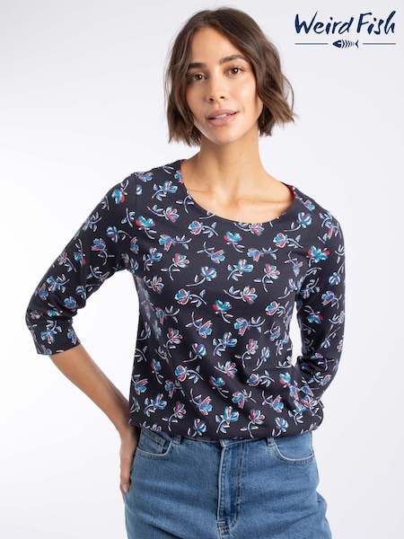 Dark Blue - Weird Fish Pinto Printed Jersey Top