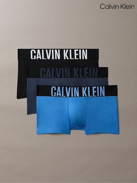 Blue - Regular Calvin Klein Low Rise Trunks 3 Pack Intense Power Air