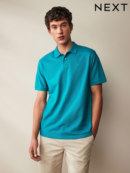 Turquoise Blue Regular Fit Short Sleeve Pique Polo Shirt (185967) | €9