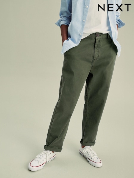 Khaki Green Loose Fit Chino Trousers (3-16yrs) (186045) | AED42 - AED60