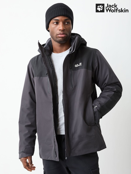 Noir - Regular Jack Wolfskin Jasper Pro 3-in-1 Waterproof Jacket