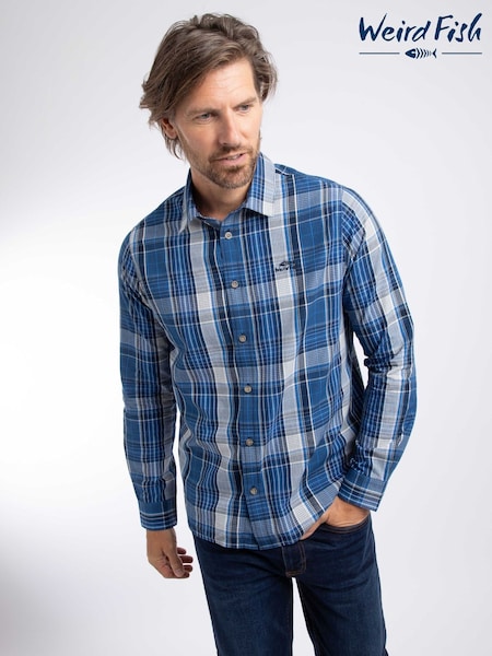 Dark Blue - Regular Weird Fish Lando Long Sleeve Check Shirt