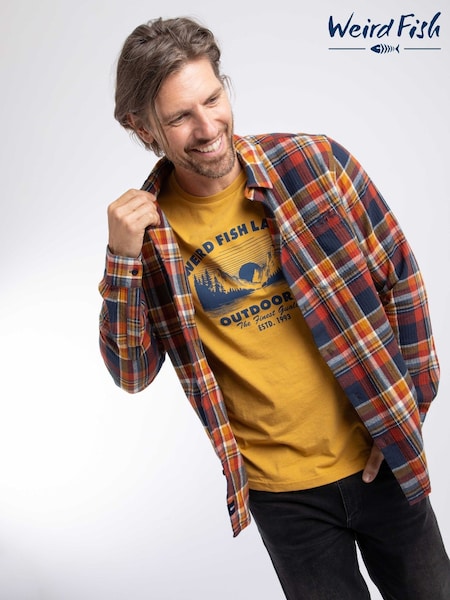 Blue - Regular Weird Fish Broxton Long Sleeve Herringbone Check Shirt