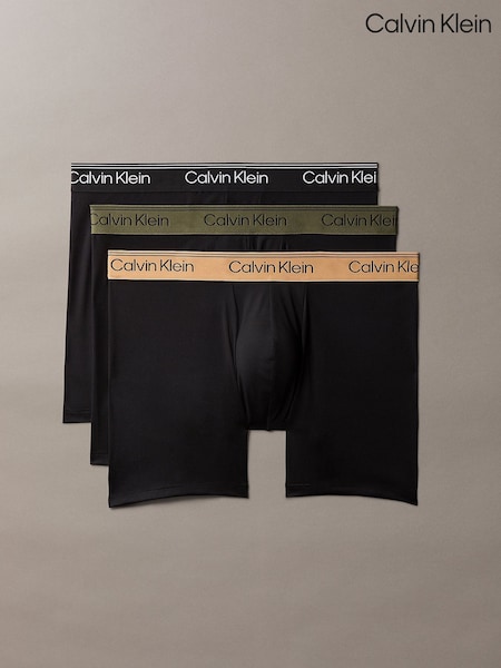 Grey - Regular Calvin Klein Boxer Briefs 3 Pack Microfibre Stretch