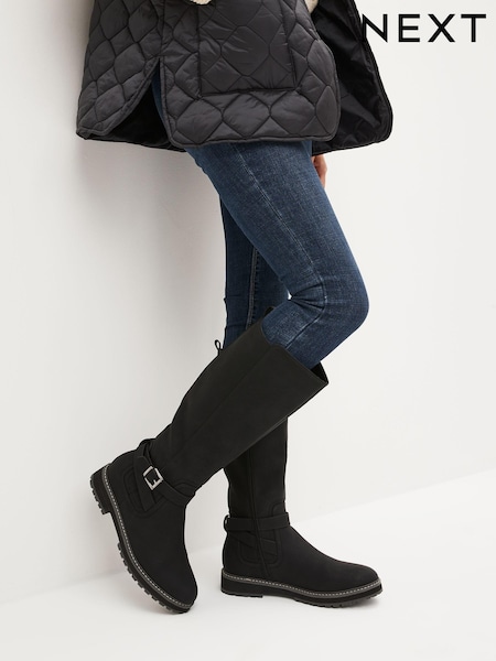 Black Forever Comfort® Buckle Detail Knee High Boots (186973) | €41.50