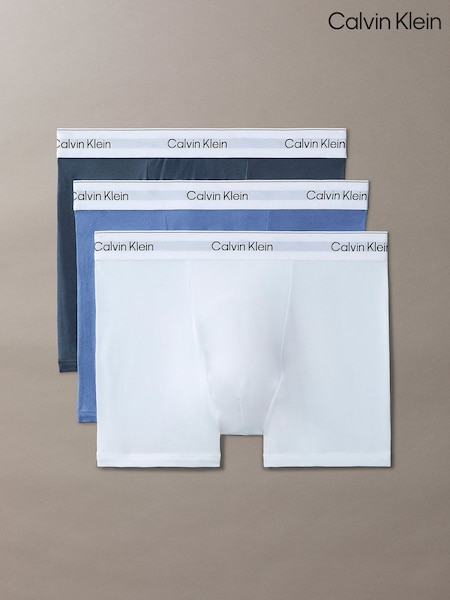 Blue - Regular Calvin Klein Icon Cotton Stretch Boxer Trunks 3 Pack