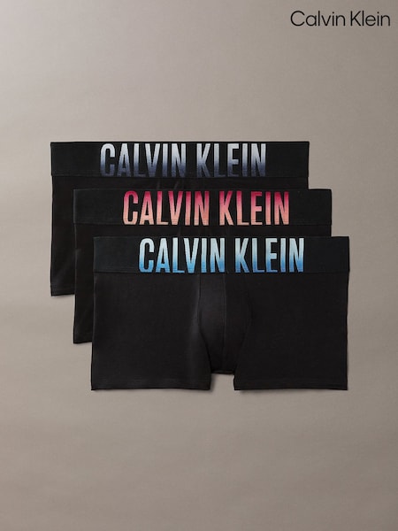 Black - Regular Calvin Klein Graphic Monogram Cotton Stretch Trunks 3 Pack
