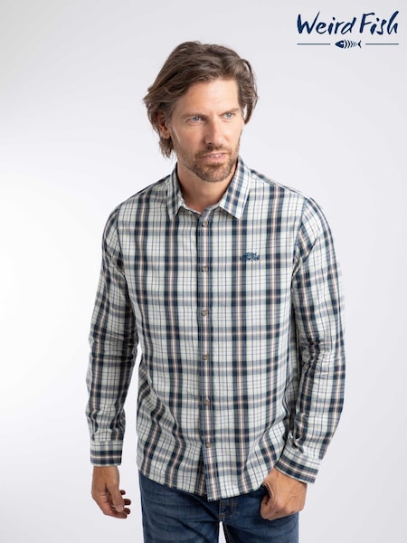 Krémová - Regular Weird Fish Lando Long Sleeve Check Shirt