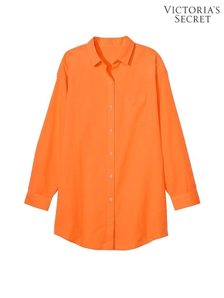 Victoria's Secret Sunset Orange Linen Oversized Linen Shirt Cover Up (187411) | €27