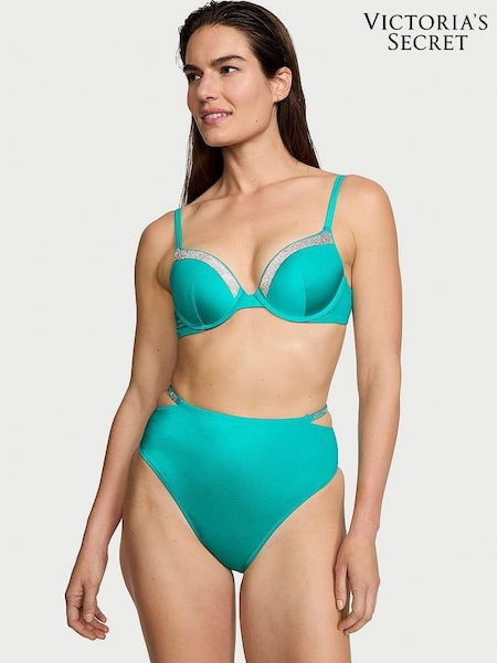 Victoria's Secret Capri Sea Blue Push Up Shine Strap Swim Bikini Top (187531) | €37