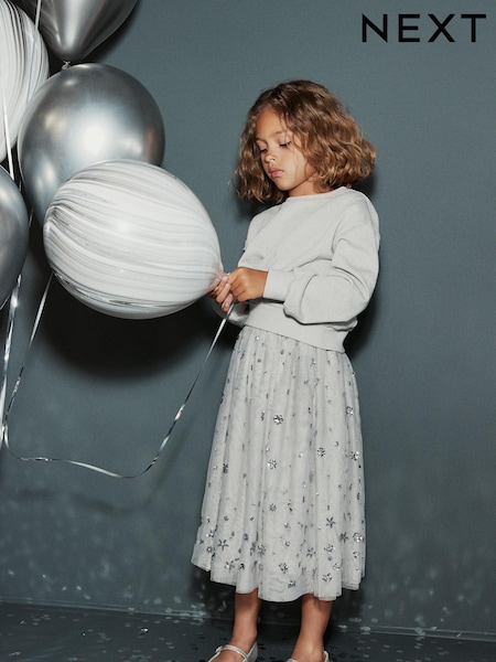 Silver Sequin Pleated Midi Skirt (3-16yrs) (187576) | €6.50 - €8.50