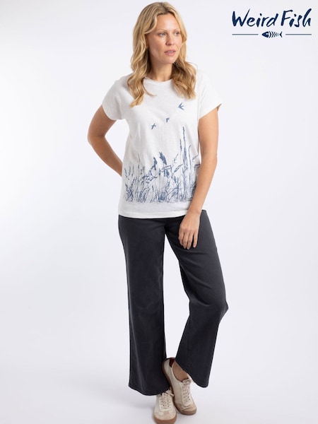 Cream - Weird Fish Swooping Swallows Front Print Graphic T-shirt