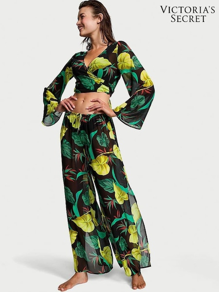 Victoria's Secret Vintage Leaves Black Sheer Crinkle Cover Up Trousers (187653) | €25
