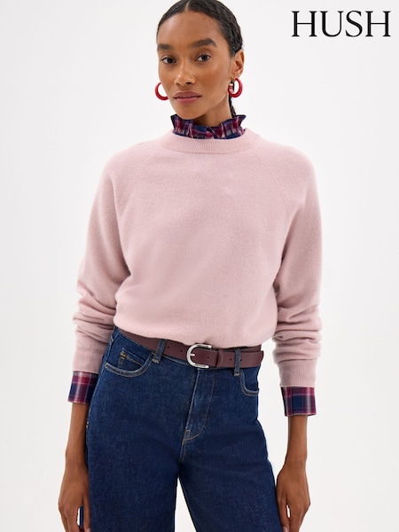 Rose - Pull Hush Anastasia en laine mérinos brossée